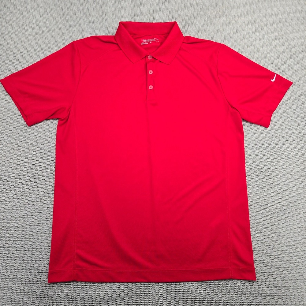 Nike Golf Shirt Mens Large Red Dri-Fit Tour Performance Stretch Short Sleeve
